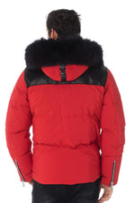 Horspist men's red down jacket with black collar - Image n°4