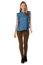 Sleeveless denim blouse - Image n°2