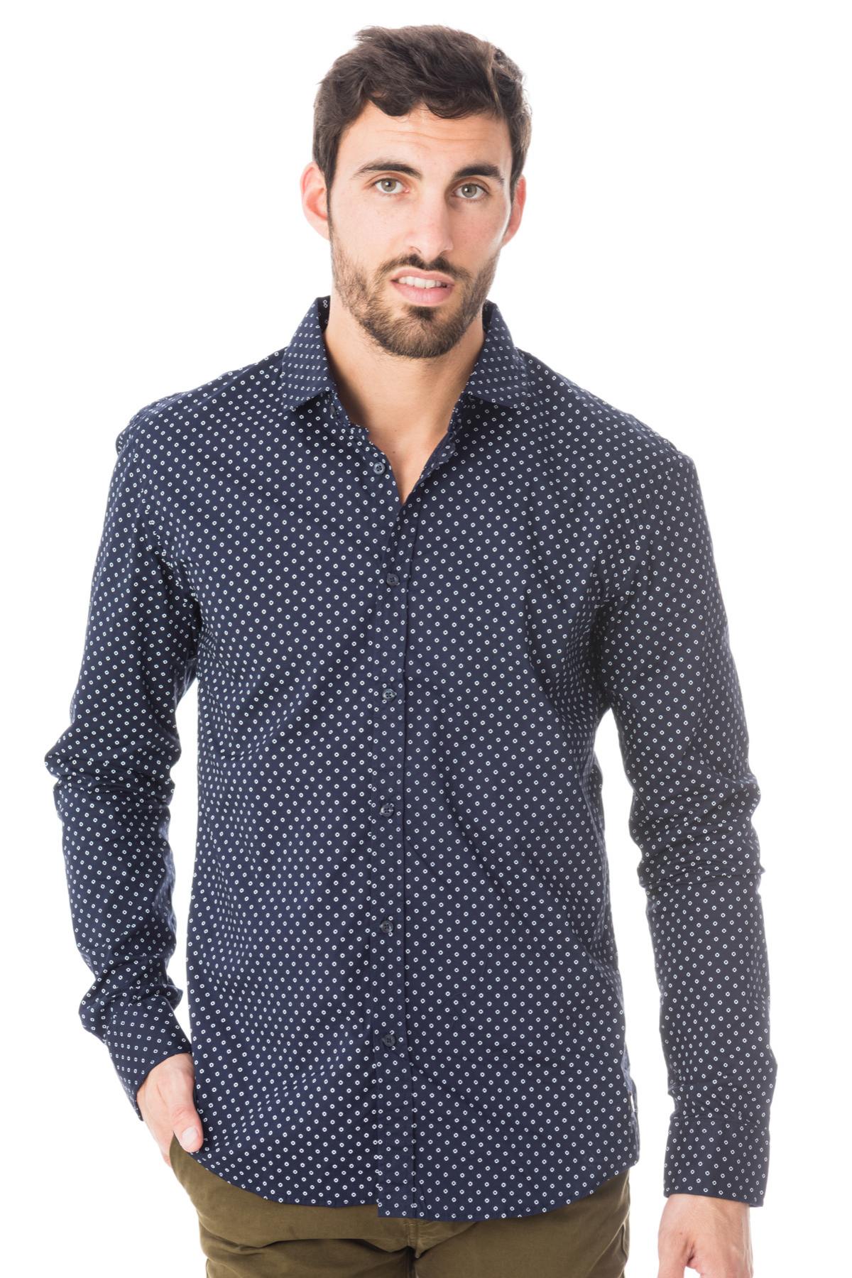 Scotch & Soda navy shirt with white print - Image n°1