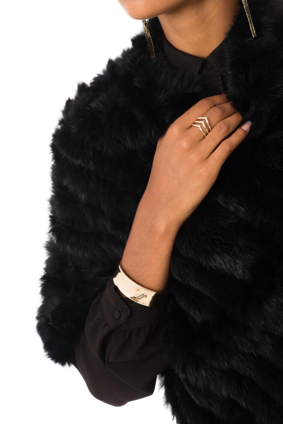 Oakwood poncho in woven rabbit - Image n°7