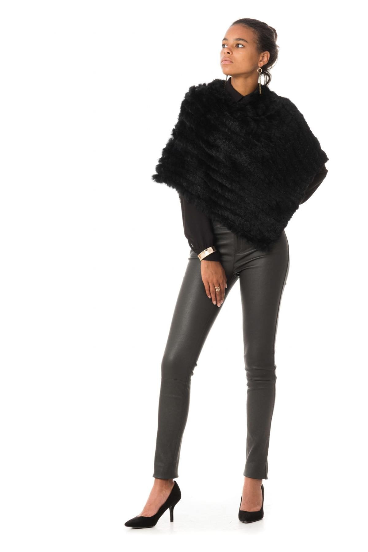 Oakwood poncho in woven rabbit - Image n°4