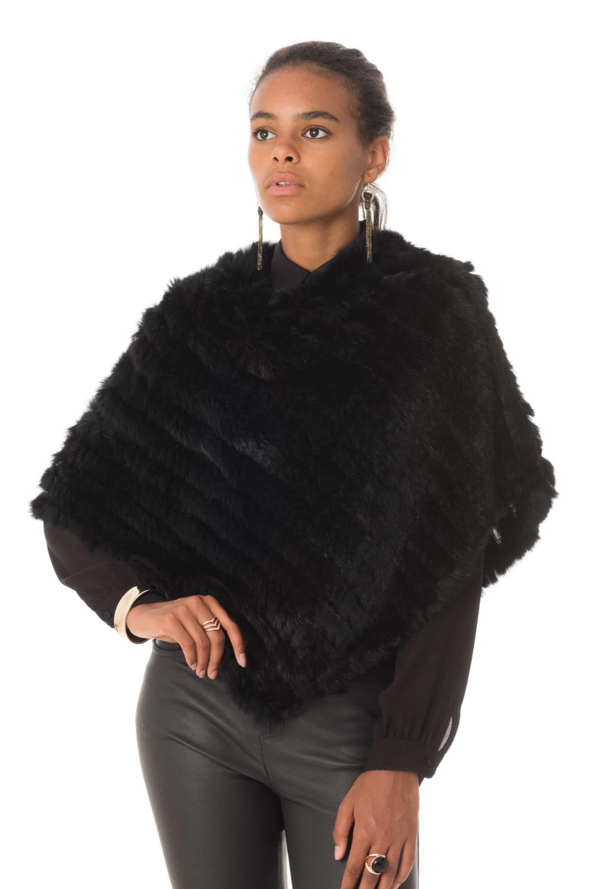 Oakwood poncho in woven rabbit - Image n°5