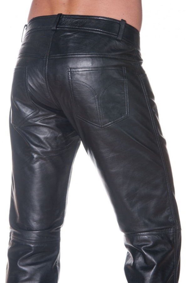 LAST REBELS black leather pants for men - Image n°4