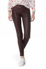 Women's burgundy leather pants - Image n°1