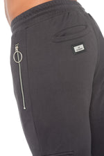 Gray cotton battle-style jogging pants - Image n°4