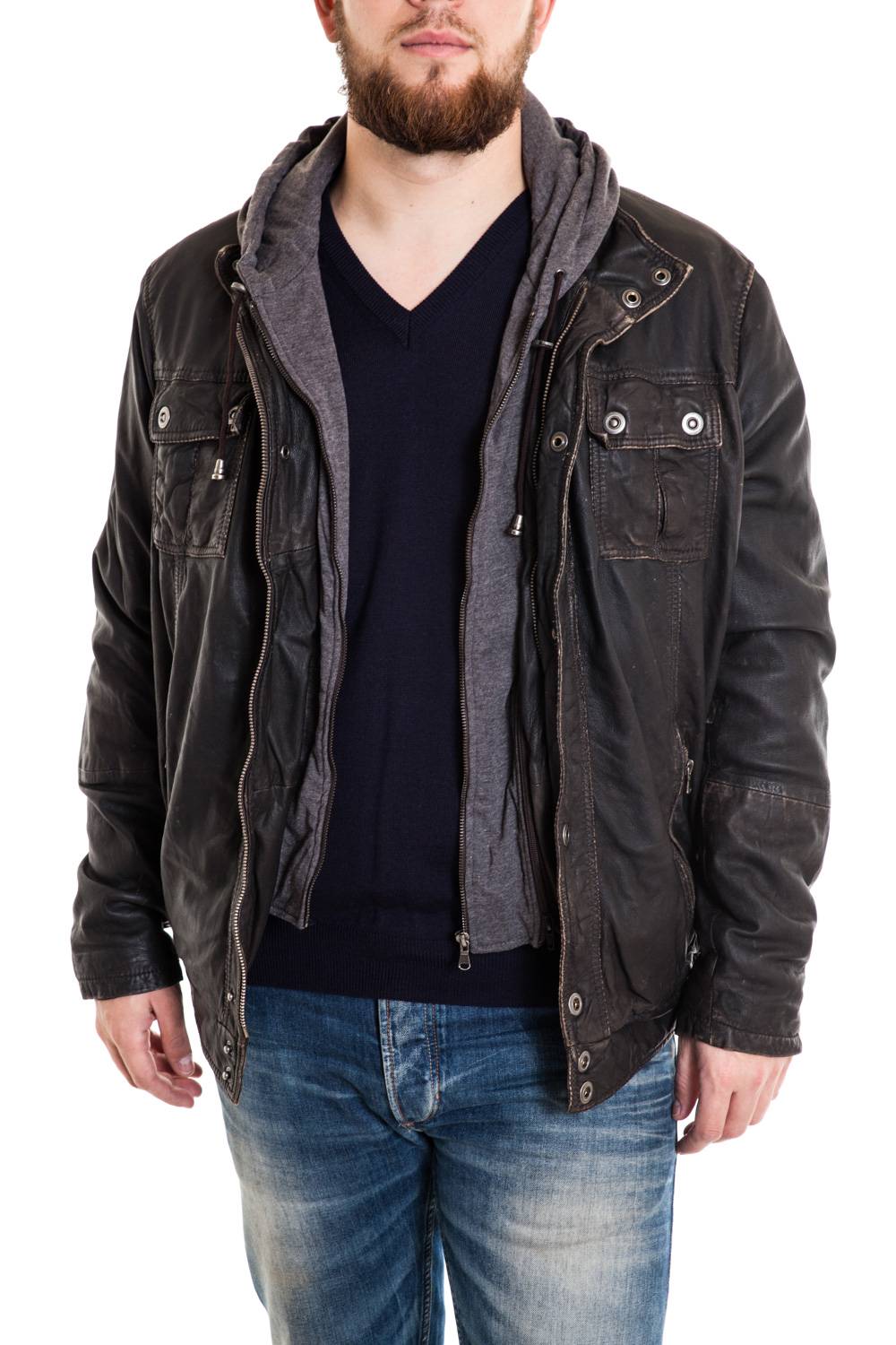Supple lambskin jacket with an aged finish and removable hood. - Image n°2