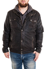 Supple lambskin jacket with an aged finish and removable hood. - Image n°1