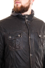 Supple lambskin jacket with an aged finish and removable hood. - Image n°3