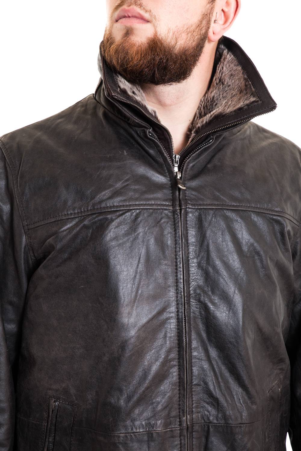 Glossy, cracked buffalo leather overcoat-durable and roomy. - Image n°3