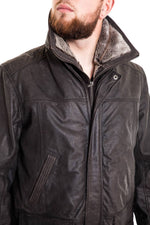 Aged buffalo leather overshirt with detachable layers for rugged wear. - Image n°3