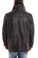 Aged buffalo leather overshirt with detachable layers for rugged wear. - Image n°4