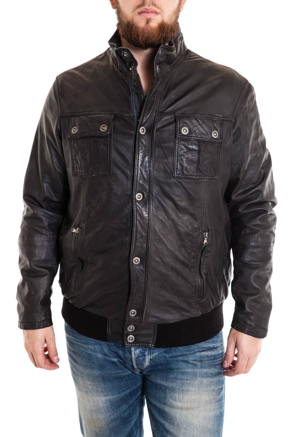 Soft lambskin leather jacket, matte finish, relaxed fit for comfort. - Image n°1
