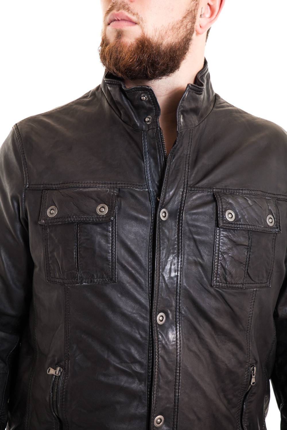Soft lambskin leather jacket, matte finish, relaxed fit for comfort. - Image n°3