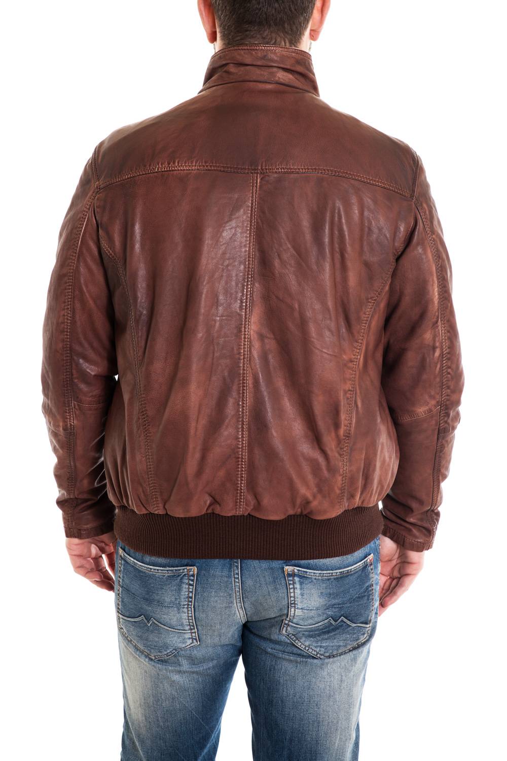 Soft lambskin jacket with a marbled vintage finish for larger builds. - Image n°4
