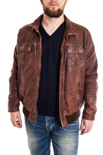 Soft lambskin jacket with a marbled vintage finish for larger builds. - Image n°2