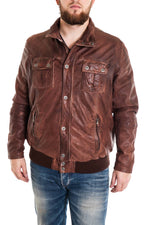 Soft lambskin jacket with a marbled vintage finish for larger builds. - Image n°1