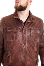 Soft lambskin jacket with a marbled vintage finish for larger builds. - Image n°3