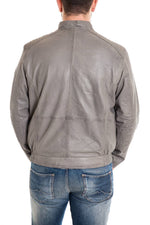 Grey lambskin jacket with a marbled finish, tailored for larger sizes. - Image n°4
