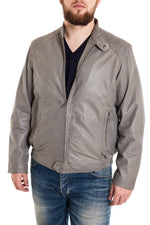 Grey lambskin jacket with a marbled finish, tailored for larger sizes. - Image n°1