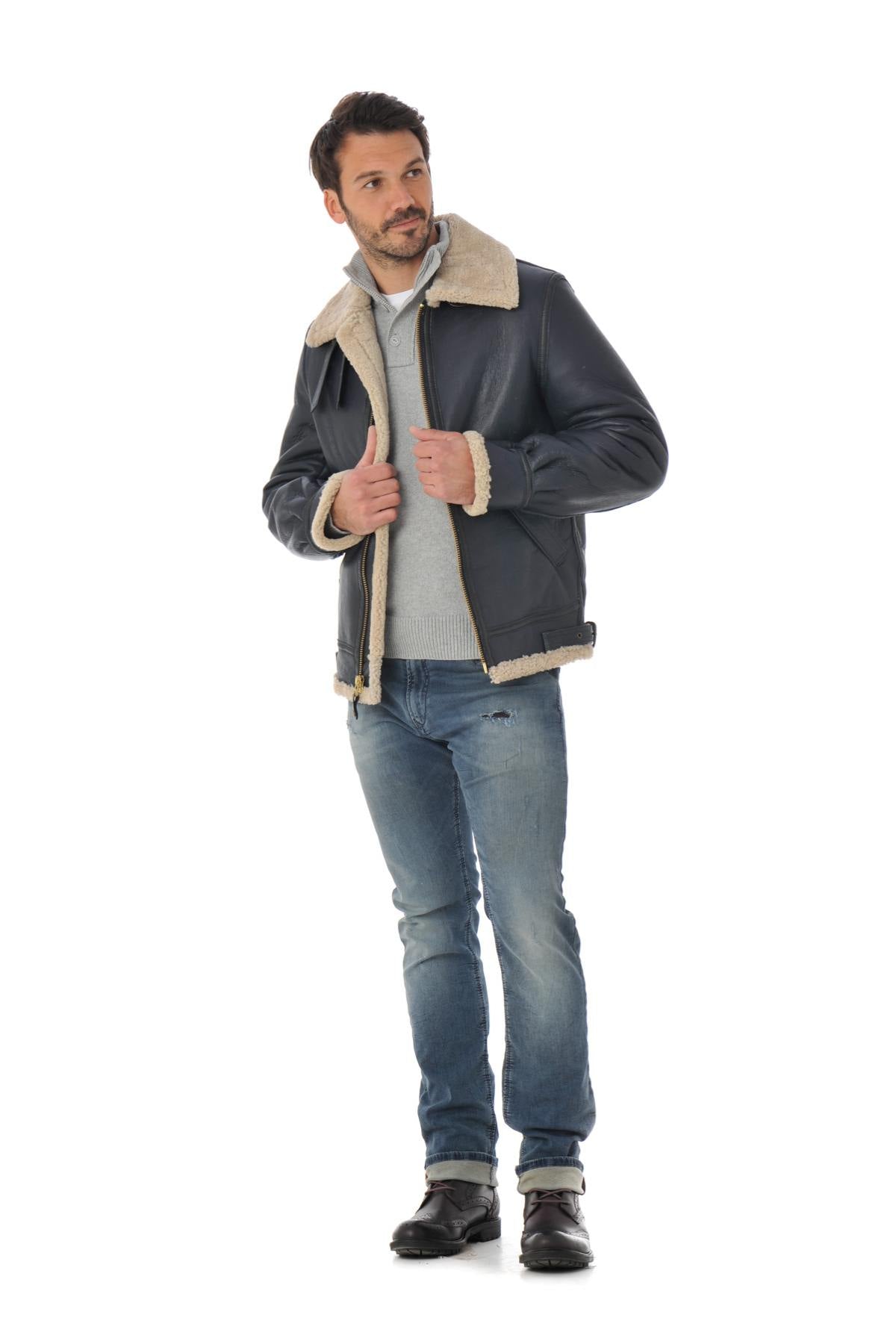 Schott shearling bomber jacket for Men - Image n°2