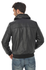Thick cowhide aviator by Schott NYC, removable collar, ribbed details. - Image n°6