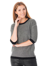 Sweater with black lace details - Image n°1