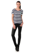 Kaporal women's navy blue and white sailor top - Image n°2