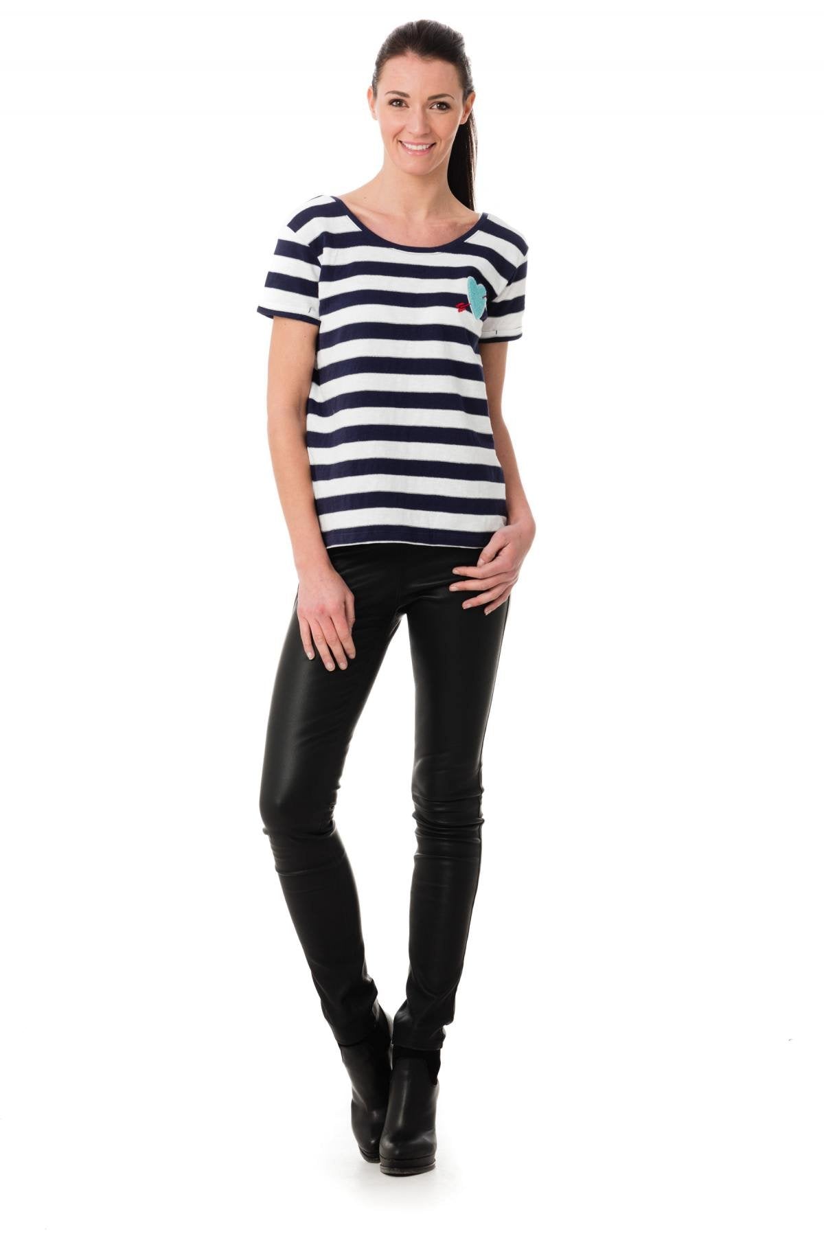 Kaporal women's navy blue and white sailor top - Image n°2