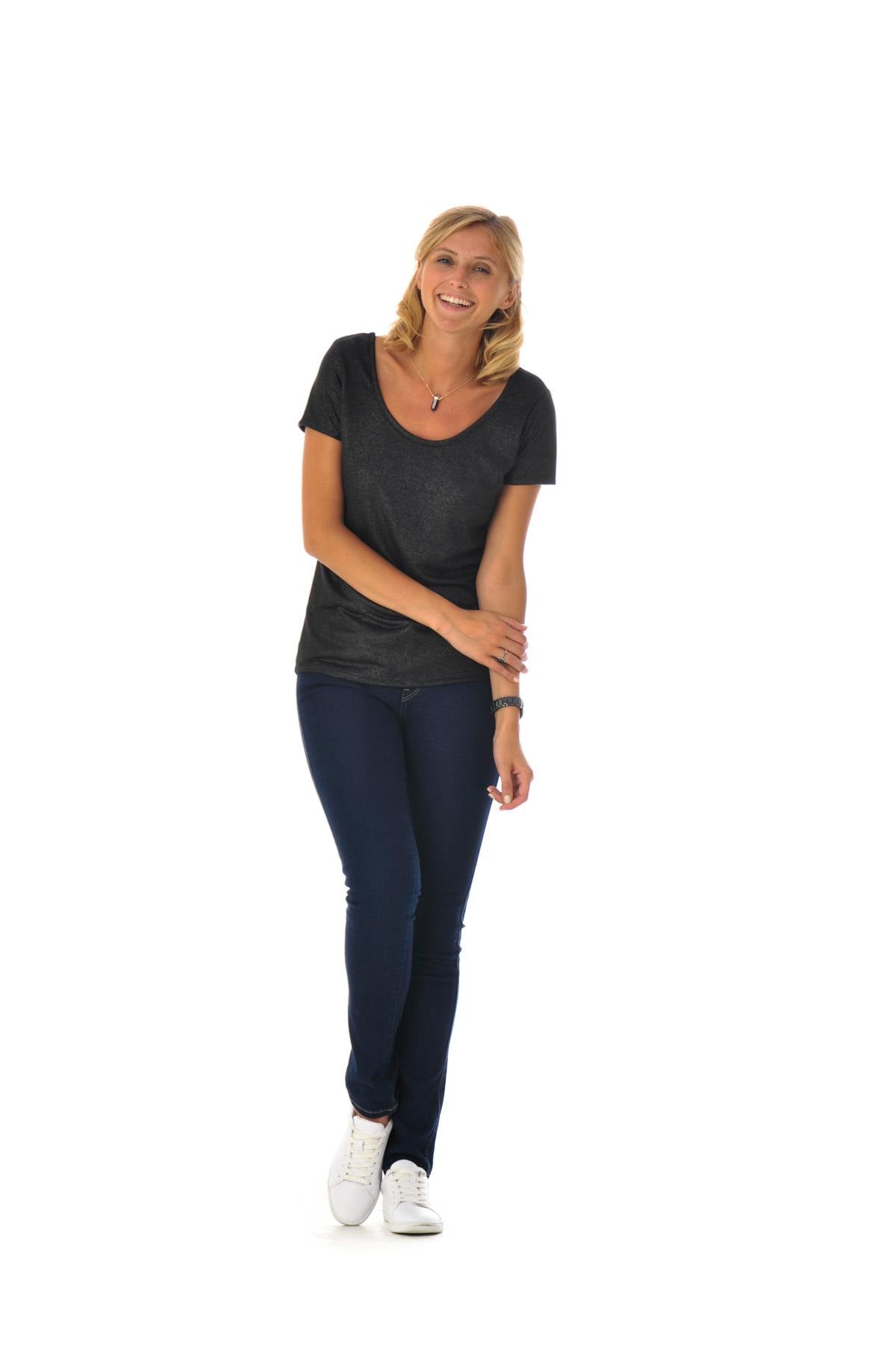 Elegant dark silver gray t-shirt - Image n°2