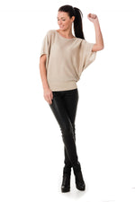 Chic dressy t-shirt for women in golden beige color - Image n°2