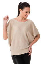 Chic dressy t-shirt for women in golden beige color - Image n°1