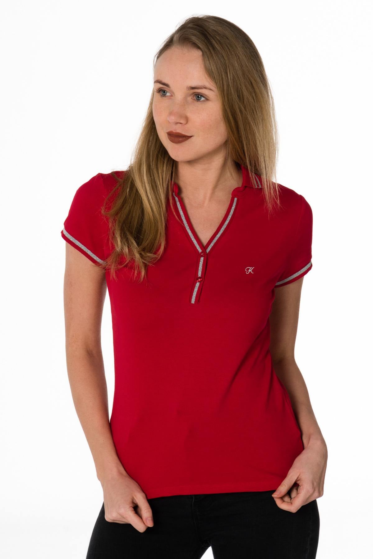 Red women's close-fitting T-shirt - Image n°1