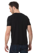 Plain black Schott t-shirt with white logo - Image n°3