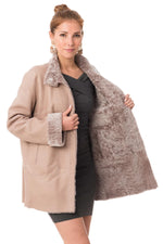 Desert rose reversed sheepskin coat-reversible, sleek or cosy. - Image n°4