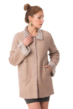 Desert rose reversed sheepskin coat-reversible, sleek or cosy. - Image n°1