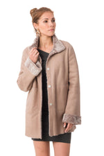 Desert rose reversed sheepskin coat-reversible, sleek or cosy. - Image n°3