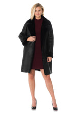 Napalan shearling coat in black-luxurious warmth for winter. - Image n°2
