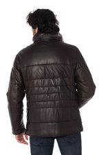 Rich brown lamb nappa jacket by Bugatti, warm with fur collar. - Image n°7