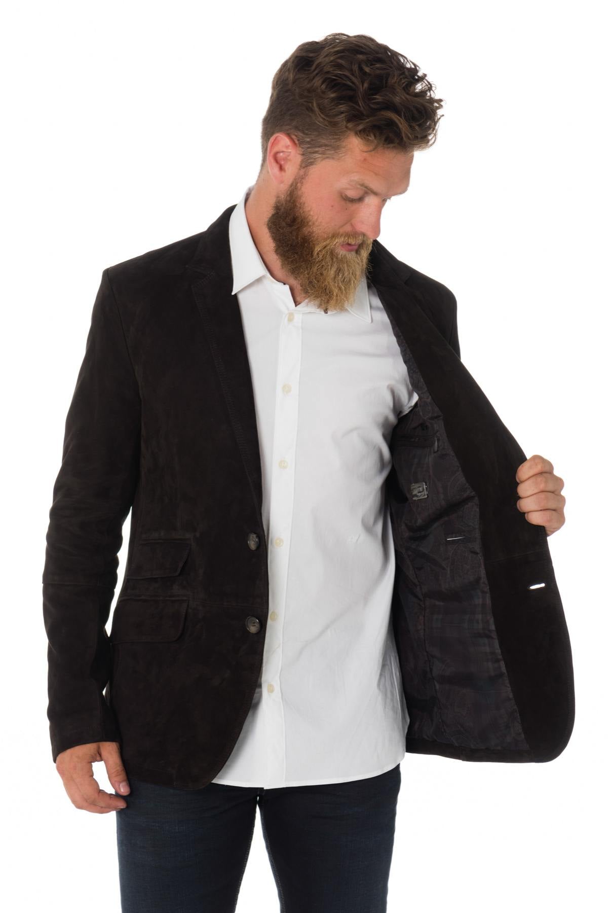 Brown suede blazer - Image n°5