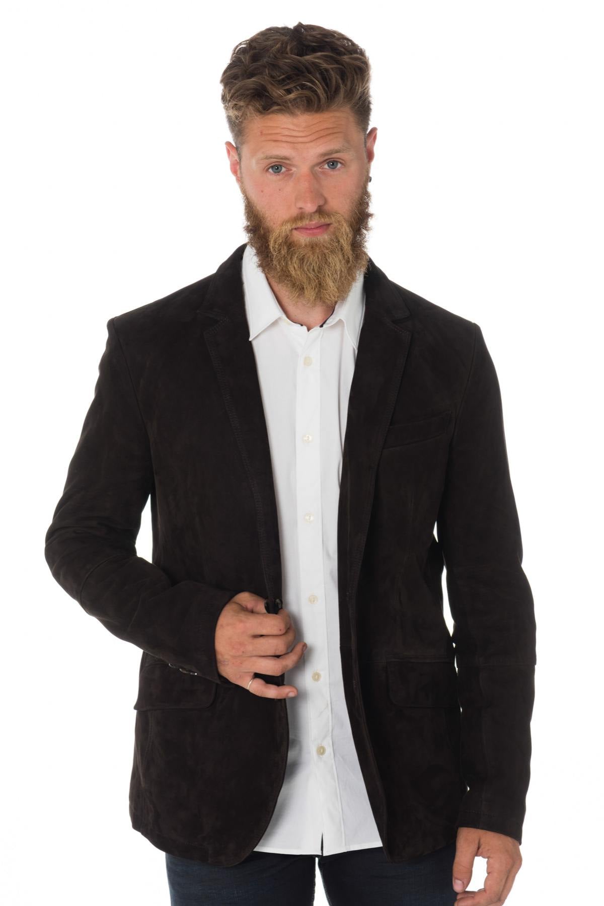 Brown suede blazer - Image n°3