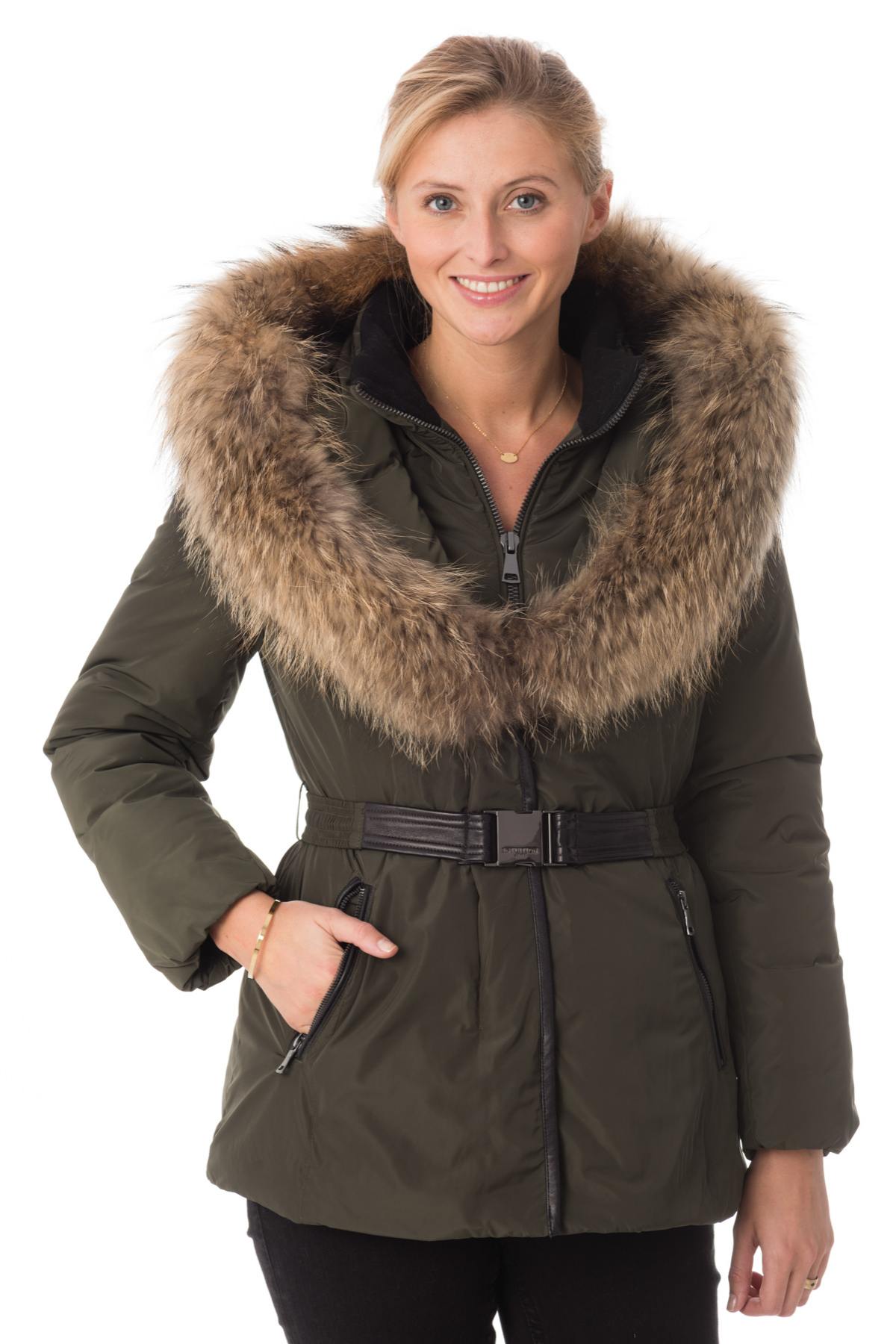 Women's mid-length khaki jacket Intuition - Image n°1