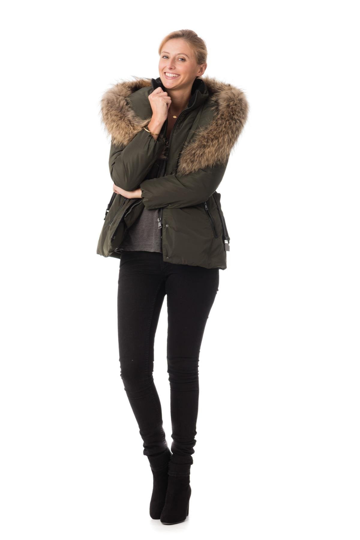 Women's mid-length khaki jacket Intuition - Image n°2