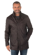 KODY 29: mid-length lambskin coat with detachable vegan-fur collar. - Image n°1