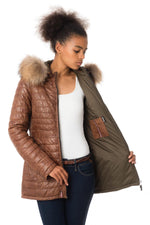 Quilted shearling in aged cognac, lightweight yet warm for winter. - Image n°3