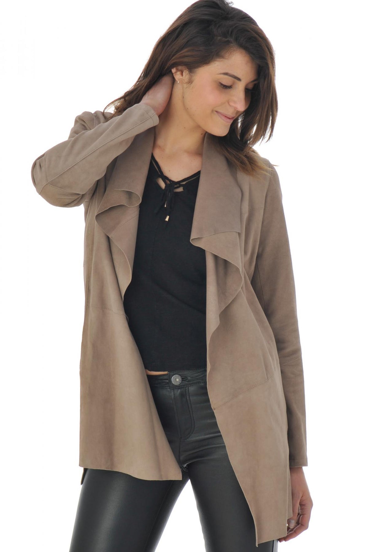 Women's leather trench coat - Image n°1