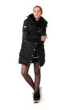 Women's black parka with raccoon fur - Image n°2