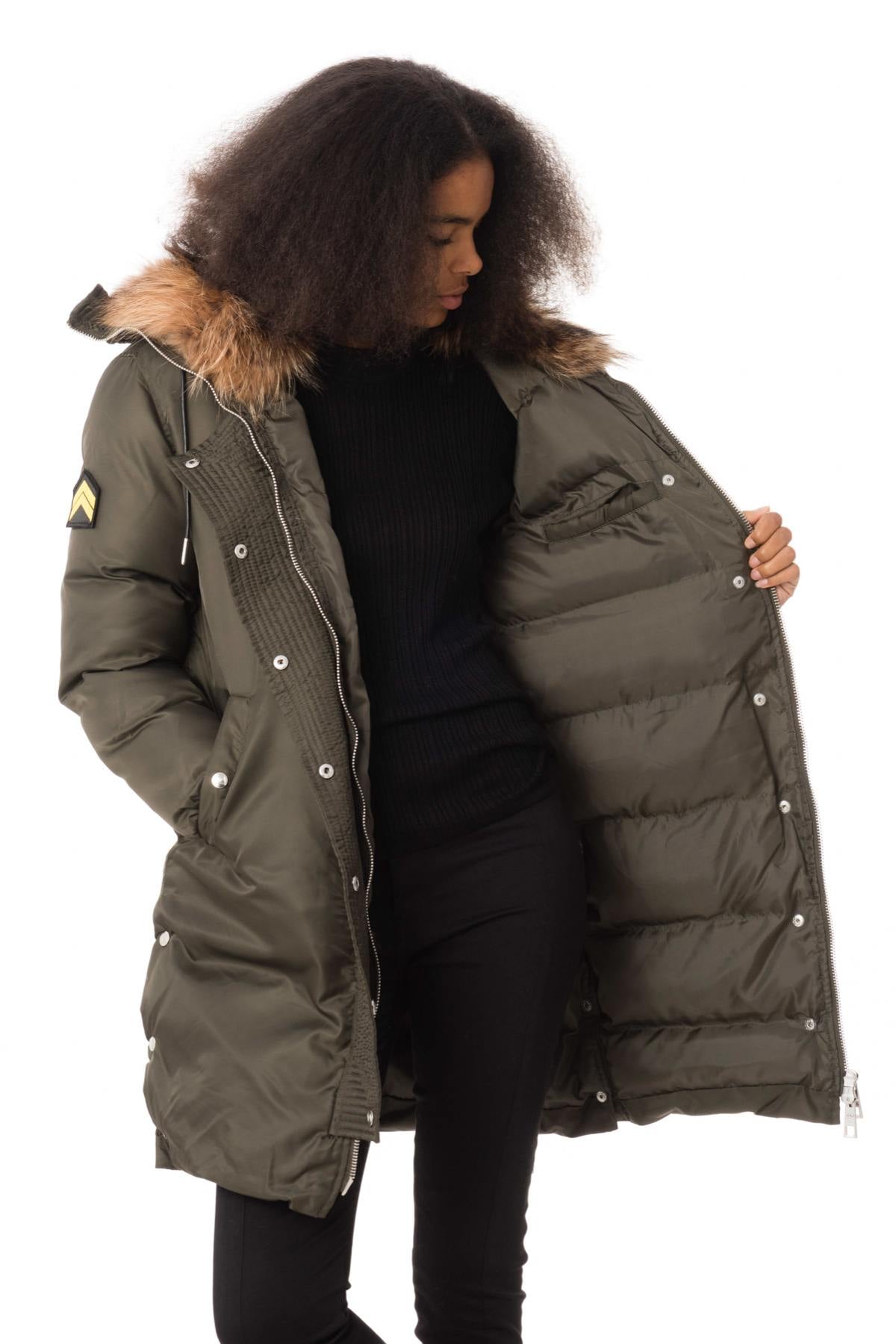 Women's khaki parka with fur - Image n°8