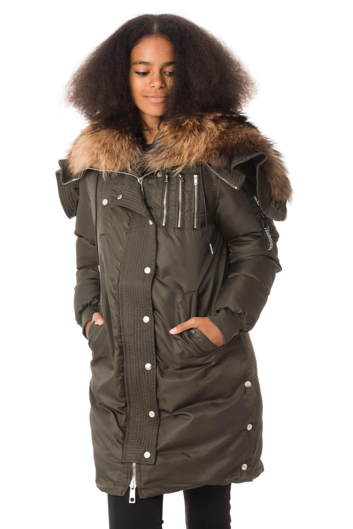 Women's khaki parka with fur - Image n°5