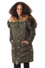 Women's khaki parka with fur - Image n°5