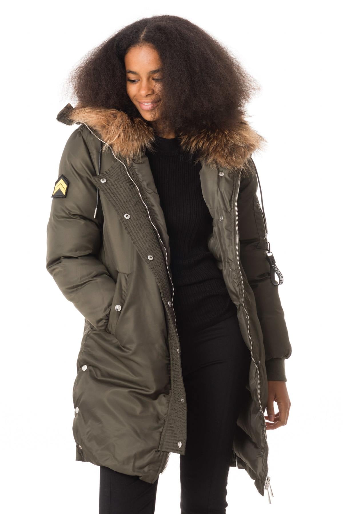 Women's khaki parka with fur - Image n°6